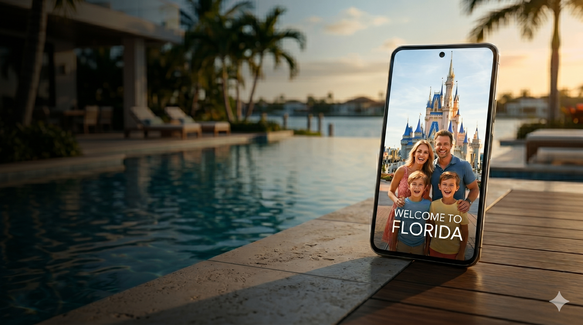 Casa de luxo em Orlando, Flórida com piscina ao pôr do sol